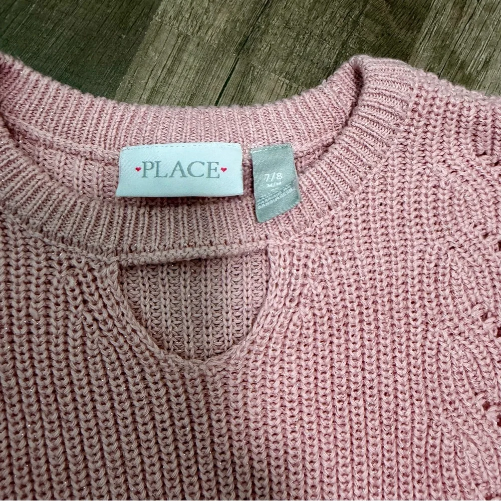 The Children's Place Glittery Pink Textured Knit‎ Sweater